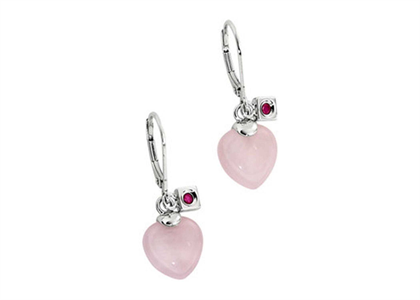 Lever Back Pink Heart Gemstone Earrings
